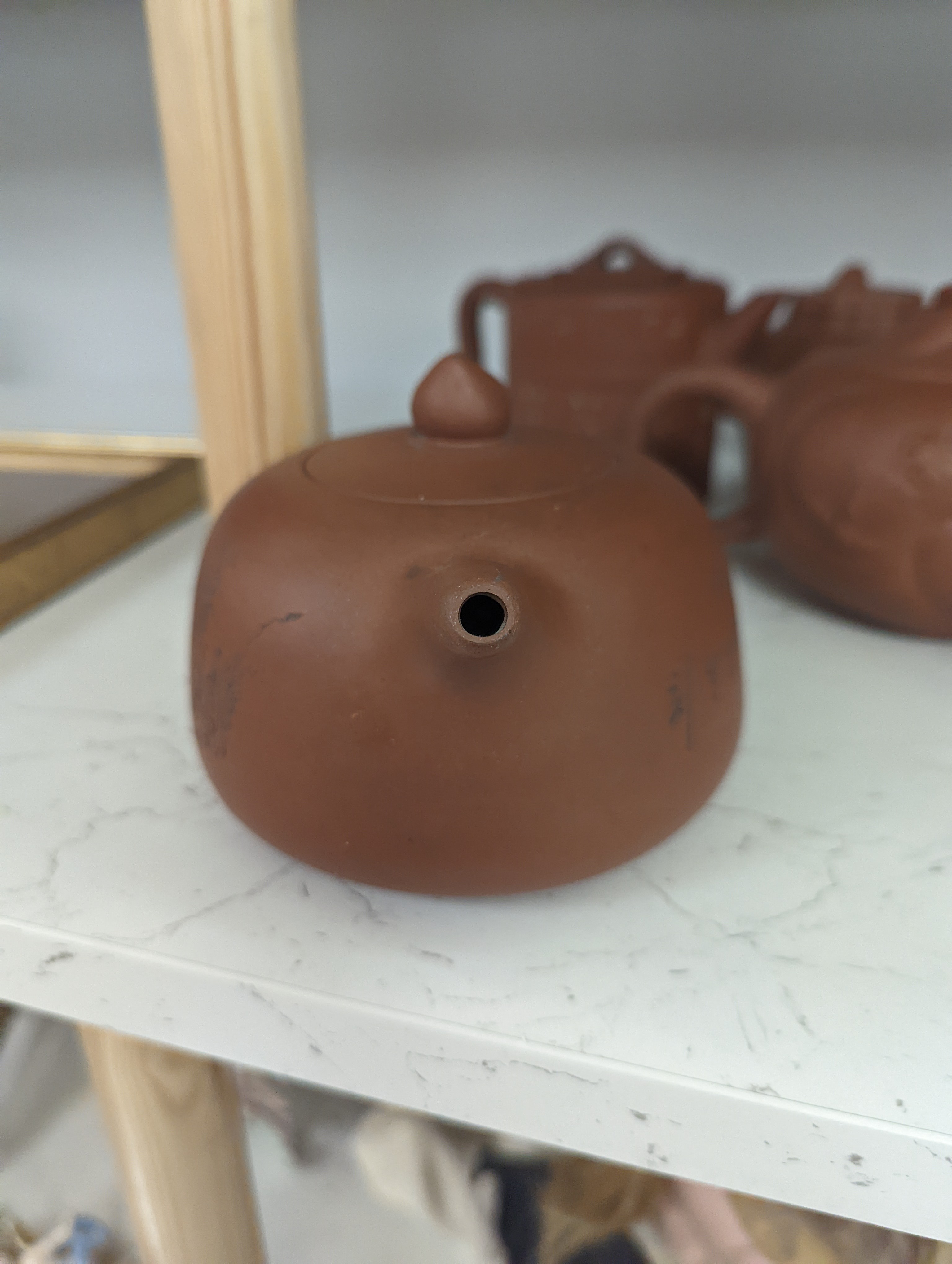 Six Chinese Yixing teapots, tallest 11cm